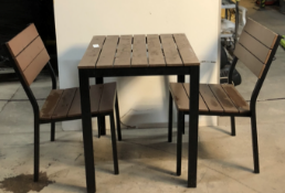 Wooden Bistro Set with 2 Chairs