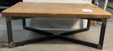 Oak effect wooden table with steel framed legs