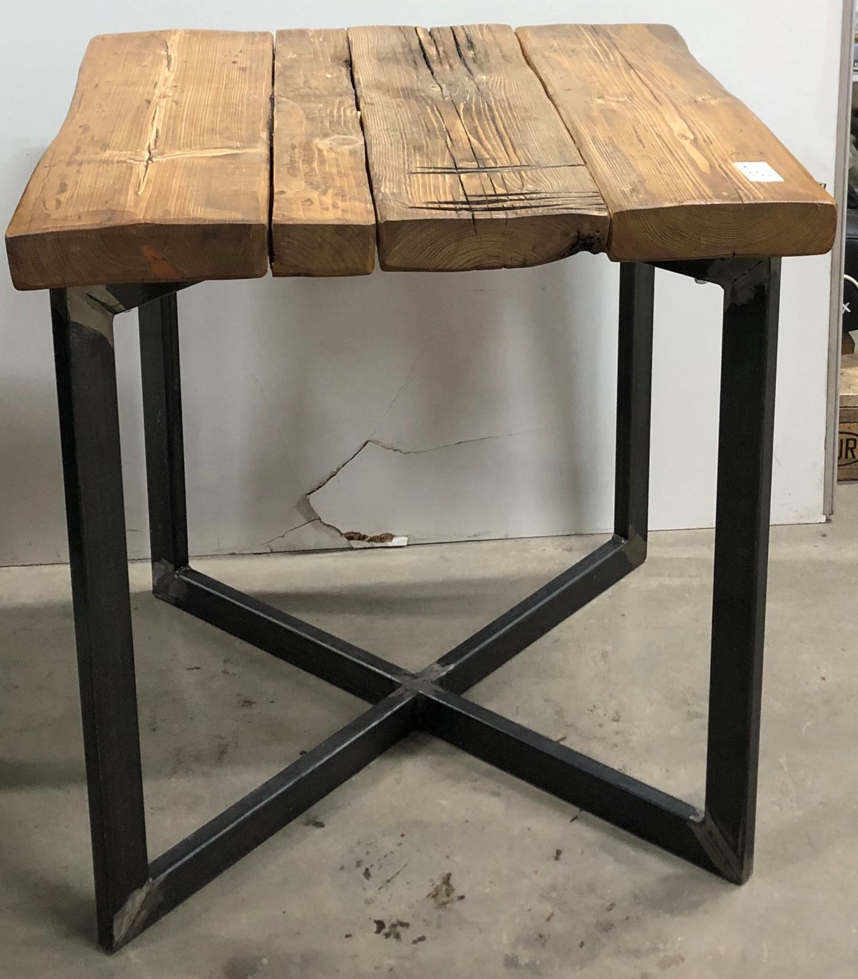 Oak wood table with steel frame