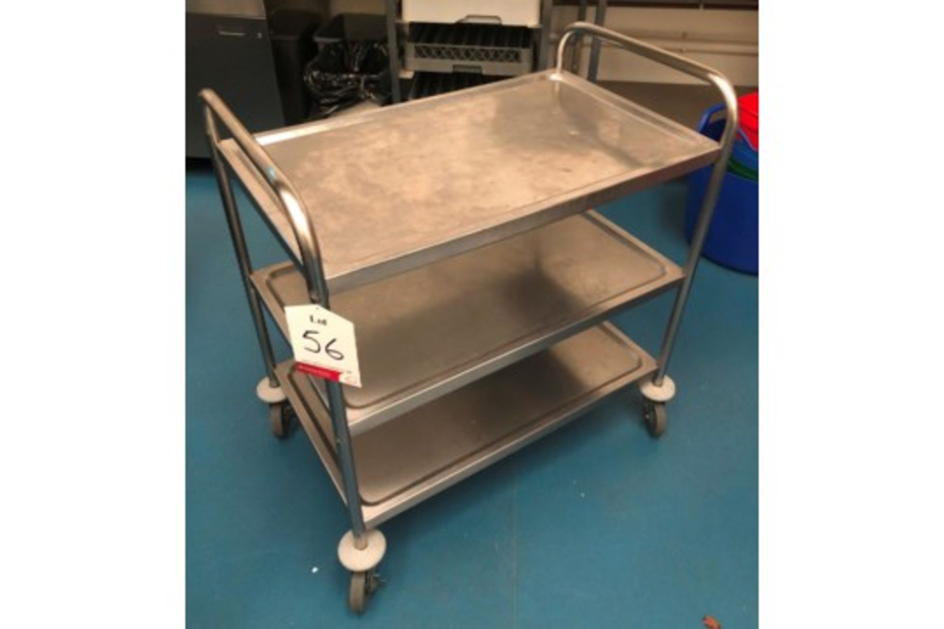 2 x Stainless steel 3 tier serving trolleys