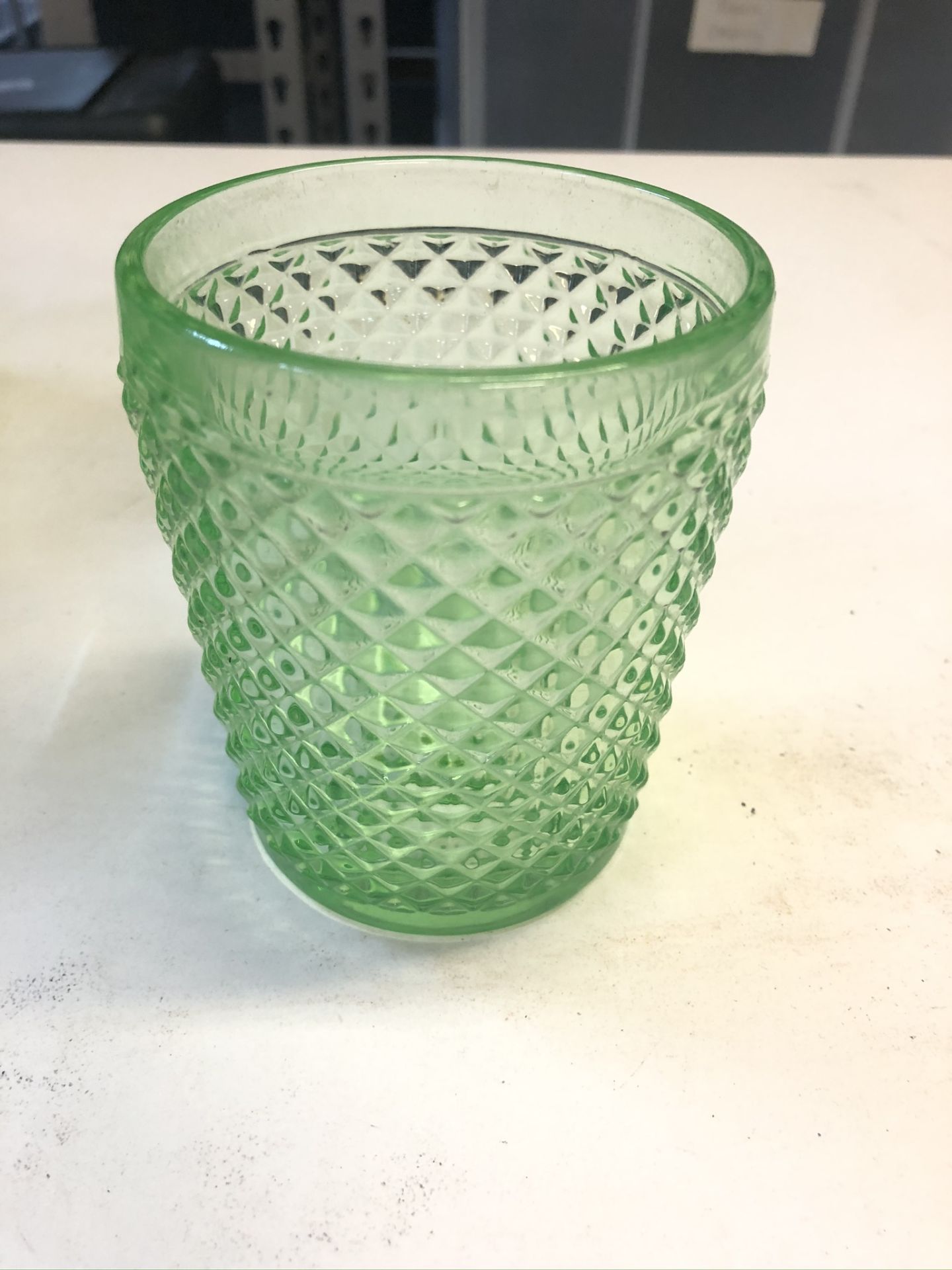 12 x Green Patterned Spirit Glasses