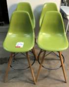 4 x Tall lime green plastic bar stools