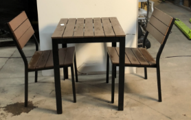 Wooden Bistro Set with 2 Chairs