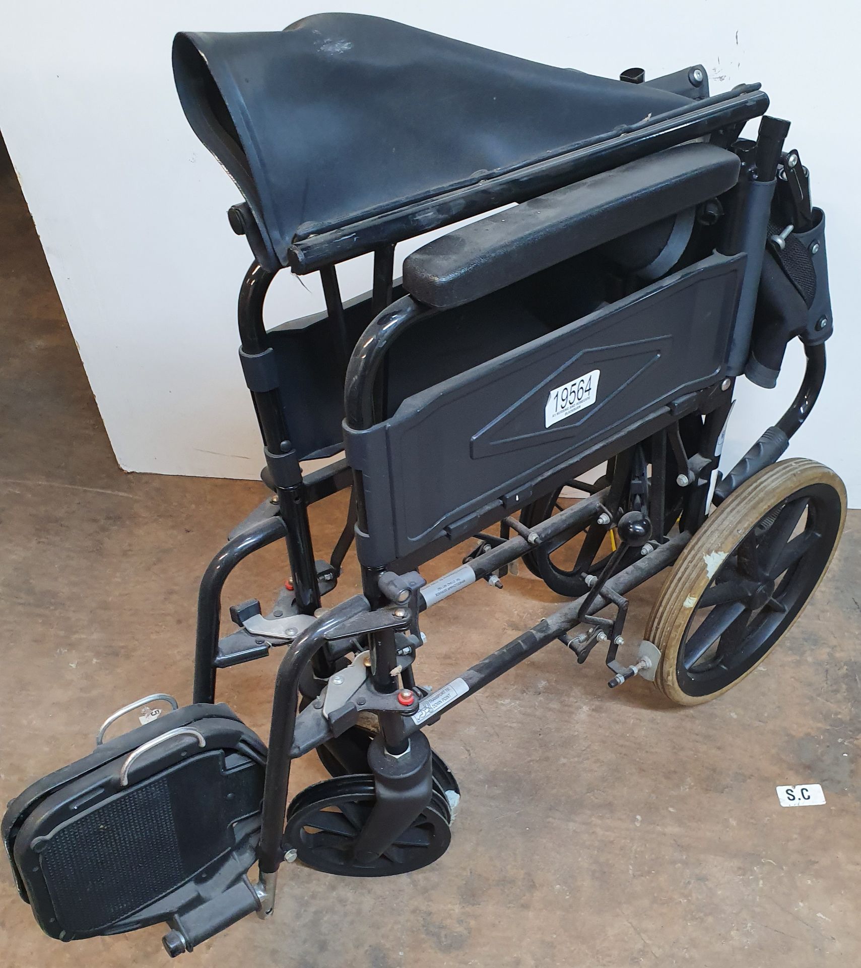 2 x Black Foldable Wheelchairs (see description) - Image 3 of 4