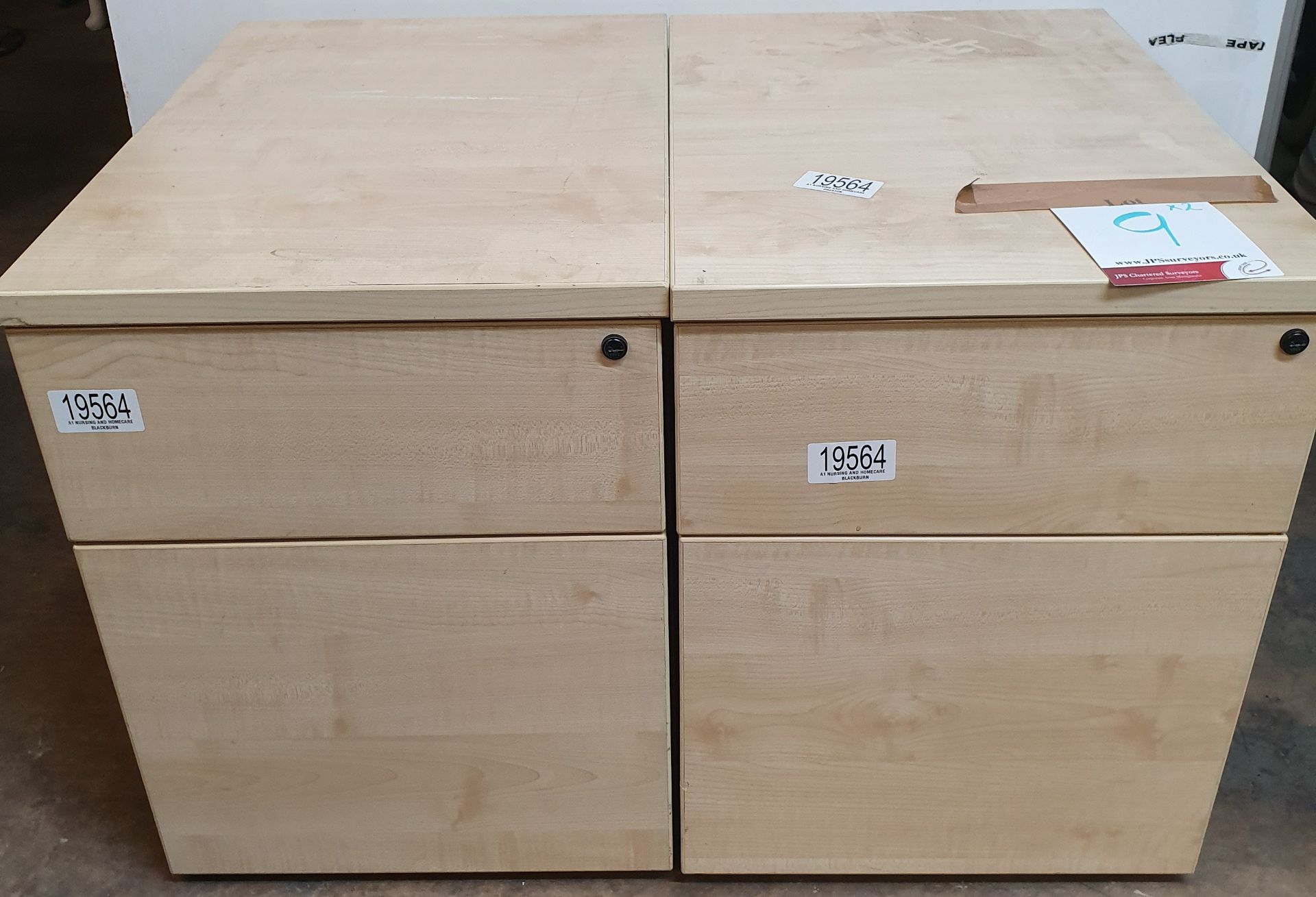 2 x Two drawer pedestal units