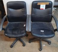 2 x Black Faux Leather Office Chairs