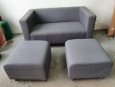 2 Seater Grey Sofa w/ 2 Foot Rests