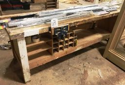 Wooden Workbench w/ 52 1/2 Vice | Approx Length 2.4m | CONTENTS NOT INCLUDED
