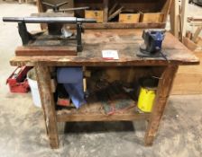 Wooden Workbench w/ Weinig Tool & Record 1 Ton Bench Vice