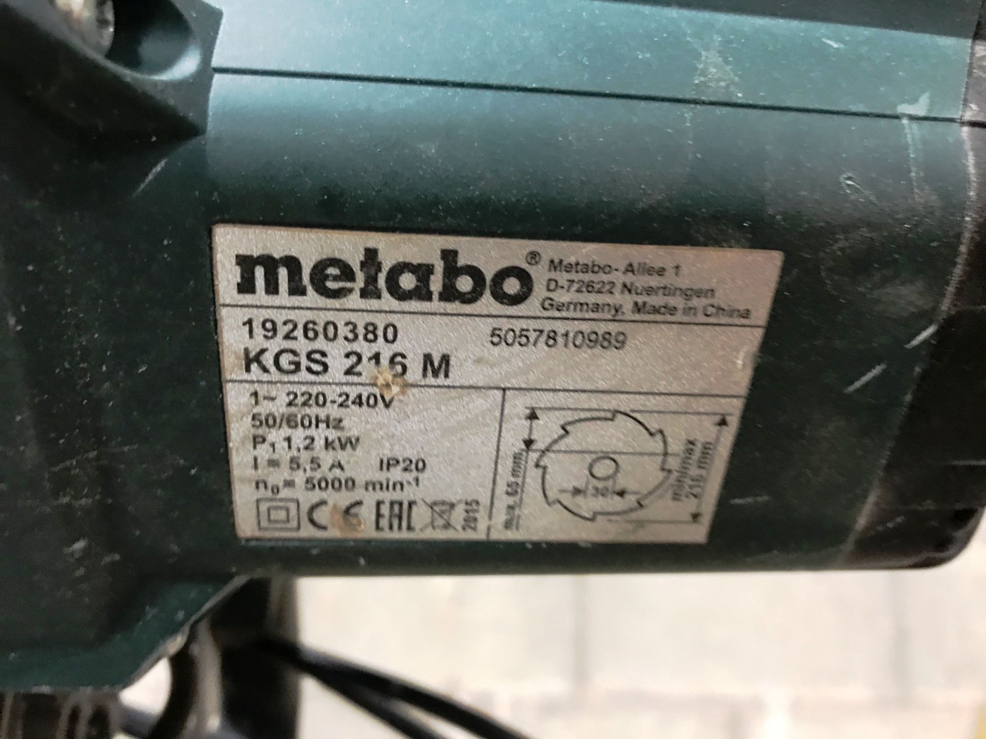 Metabo KGS 216 M Mitre Saw w/ Bench | 220-240v - Image 3 of 3