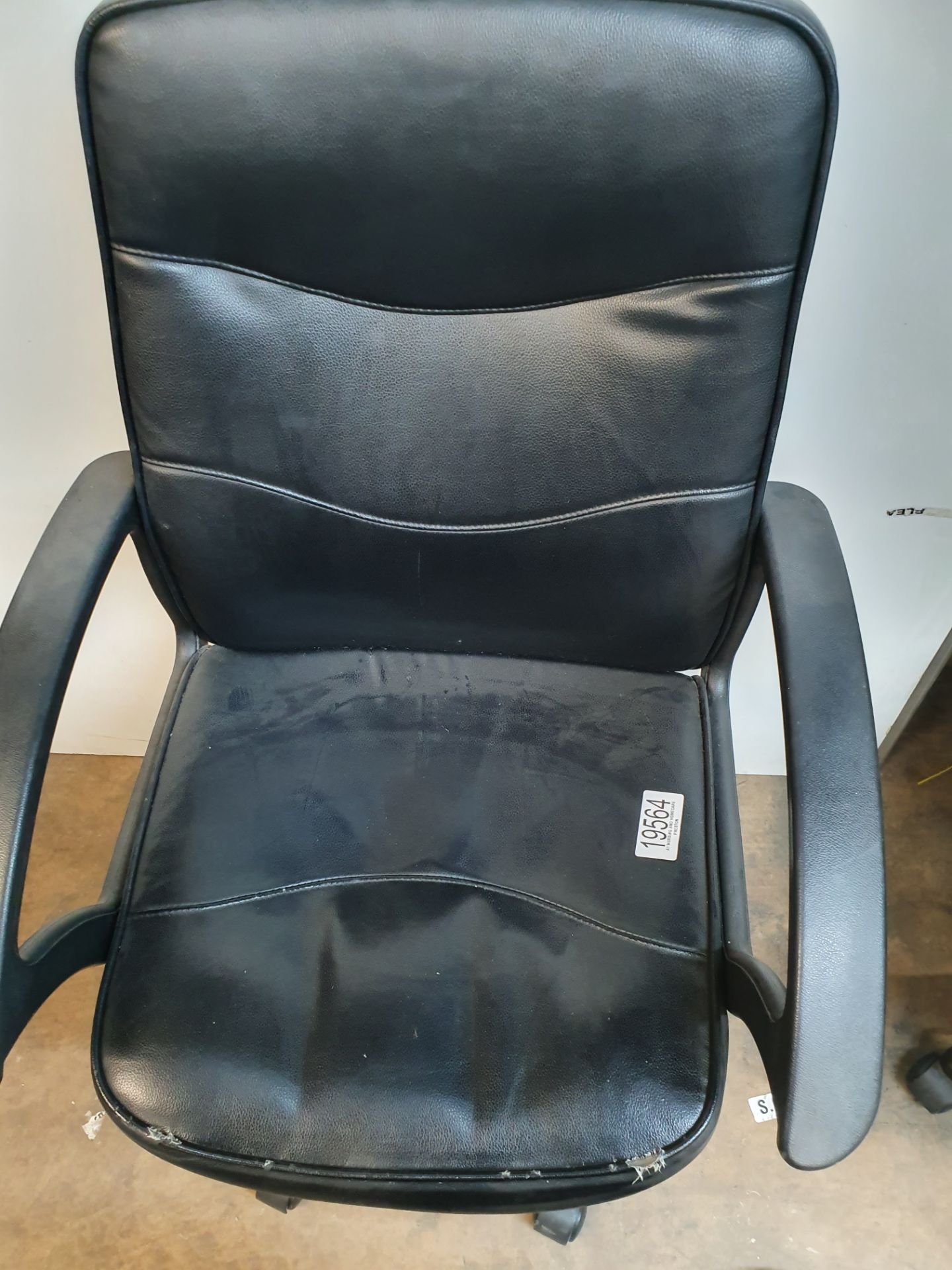 2 x Adjustable Faux Leather Office Chairs in Black - Image 2 of 3