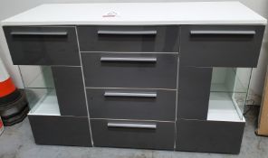 Grey & White LED lit 4 Drawer Display Cabinet (see description)