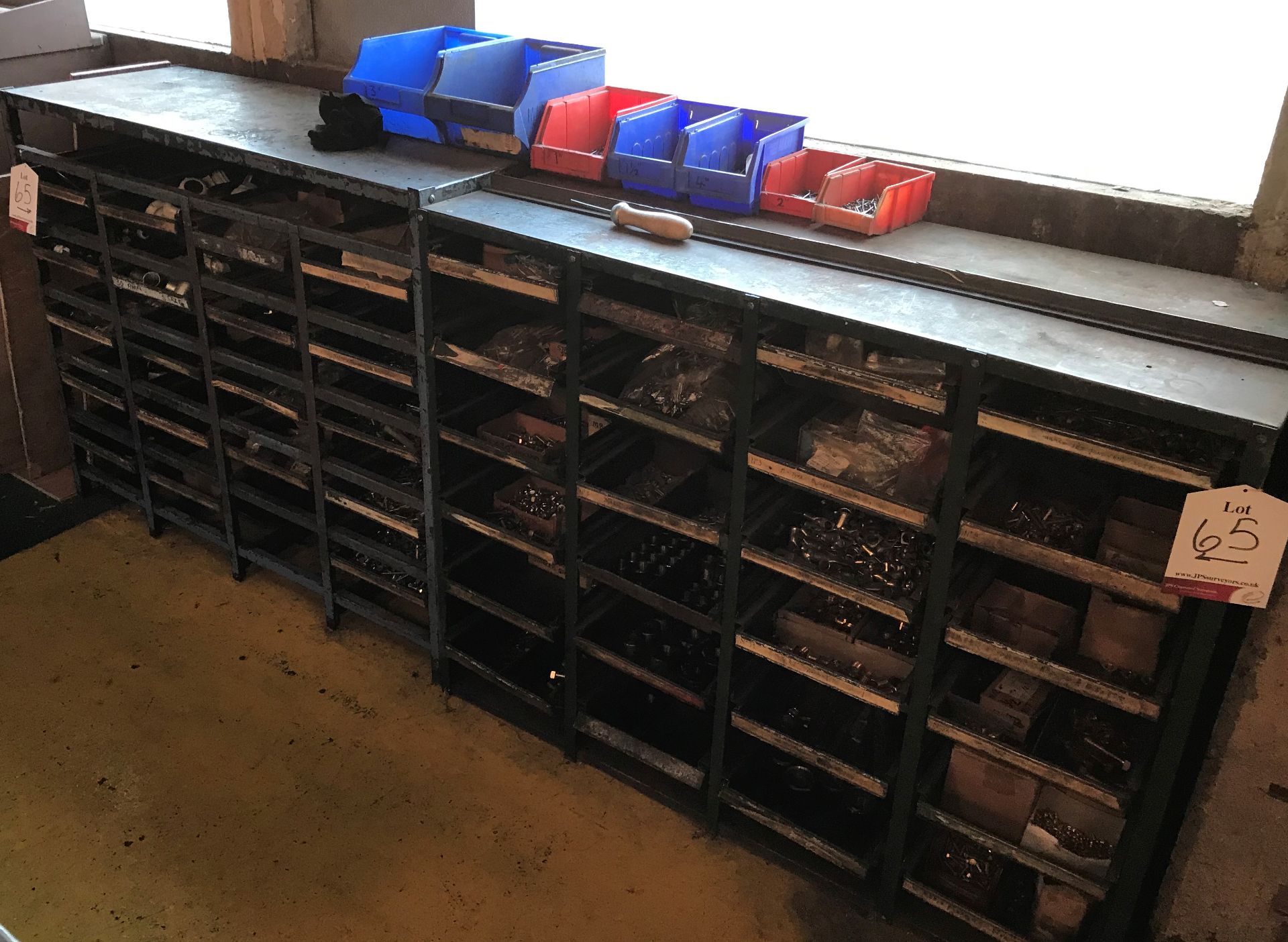 2 x Metal Component Shelving Units w/ Contents of Fixings - As Pictured