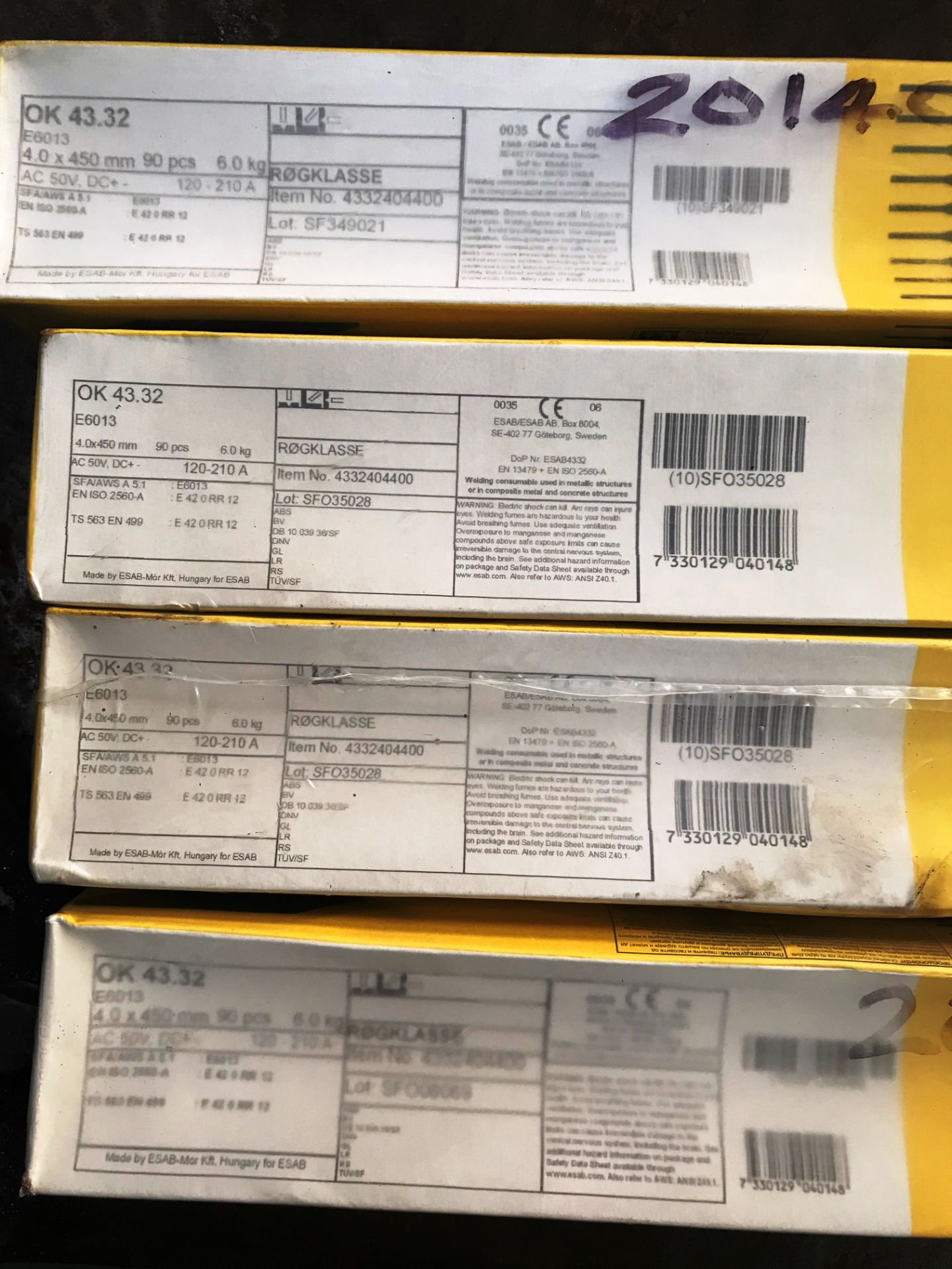 4 x ESAB OK 43.32 4.0 X 450mm Welding Rods | 90 PCS/ 6KG Per Pack - Image 2 of 2