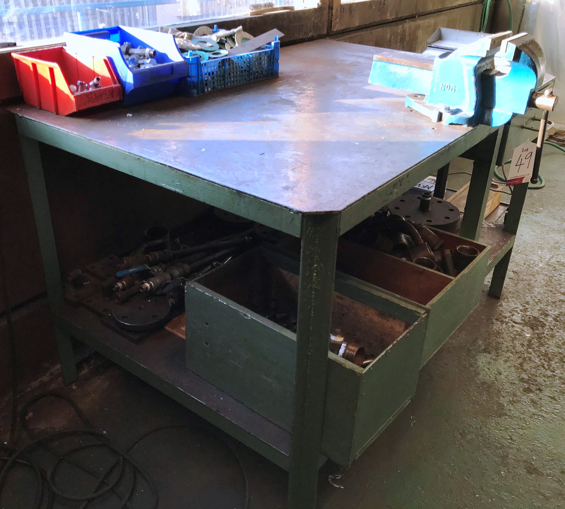 Engineers Metal Workbench w/ Vice & Contents - As Pictured - Image 2 of 7