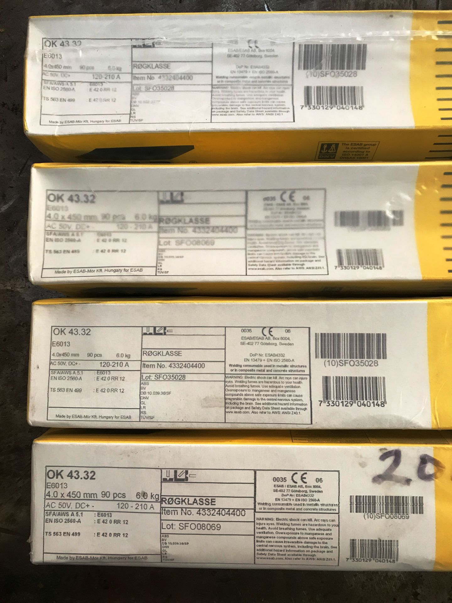 4 x ESAB OK 43.32 4.0 X 450mm Welding Rods | 90 PCS/ 6KG Per Pack - Bild 2 aus 2