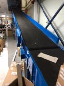 Motorised inclined belt conveyor to 1st floor with 2 m roller conveyor