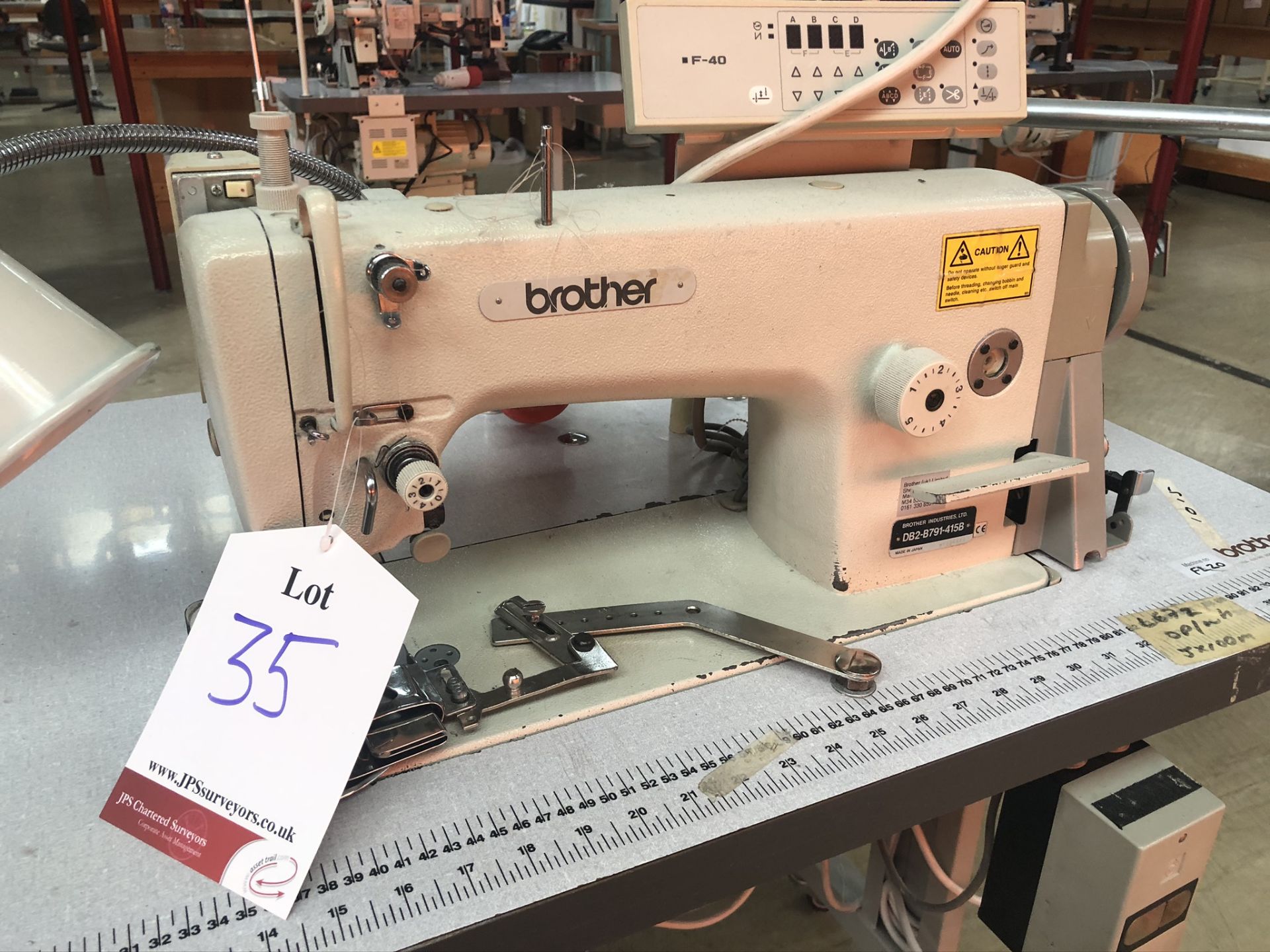 Brother DB2-B791-415B automatic needle feed lockstitch sewing machine w/ F40 control unit