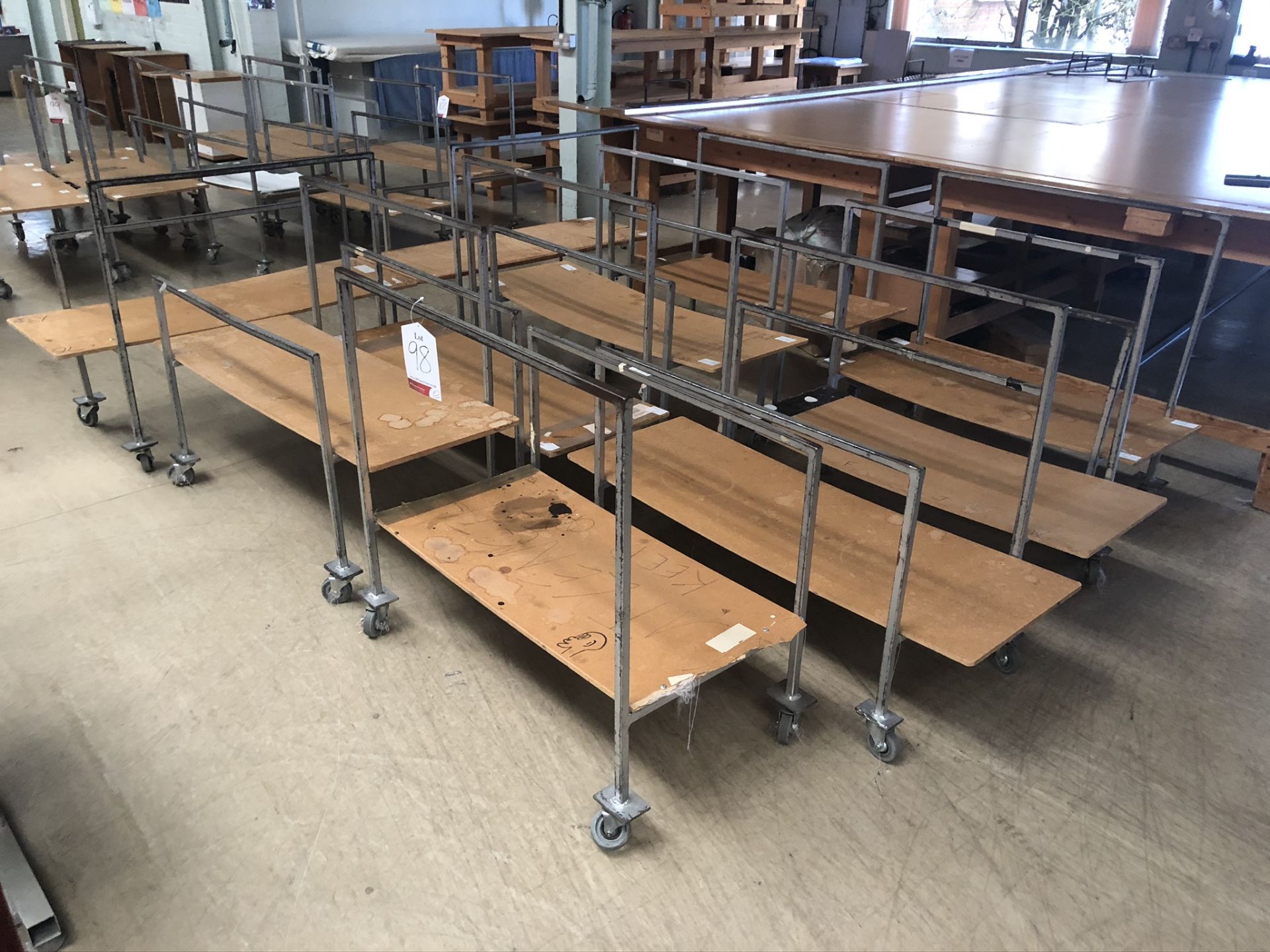 10 x Mobile Material Trolleys W 500mm x L 1200mm