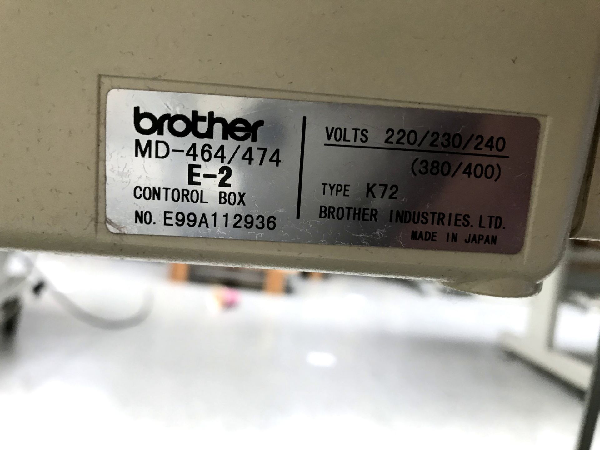 Brother DB2-B724-405 single needle lockstitch sewing machine with E40 controller - Image 7 of 7