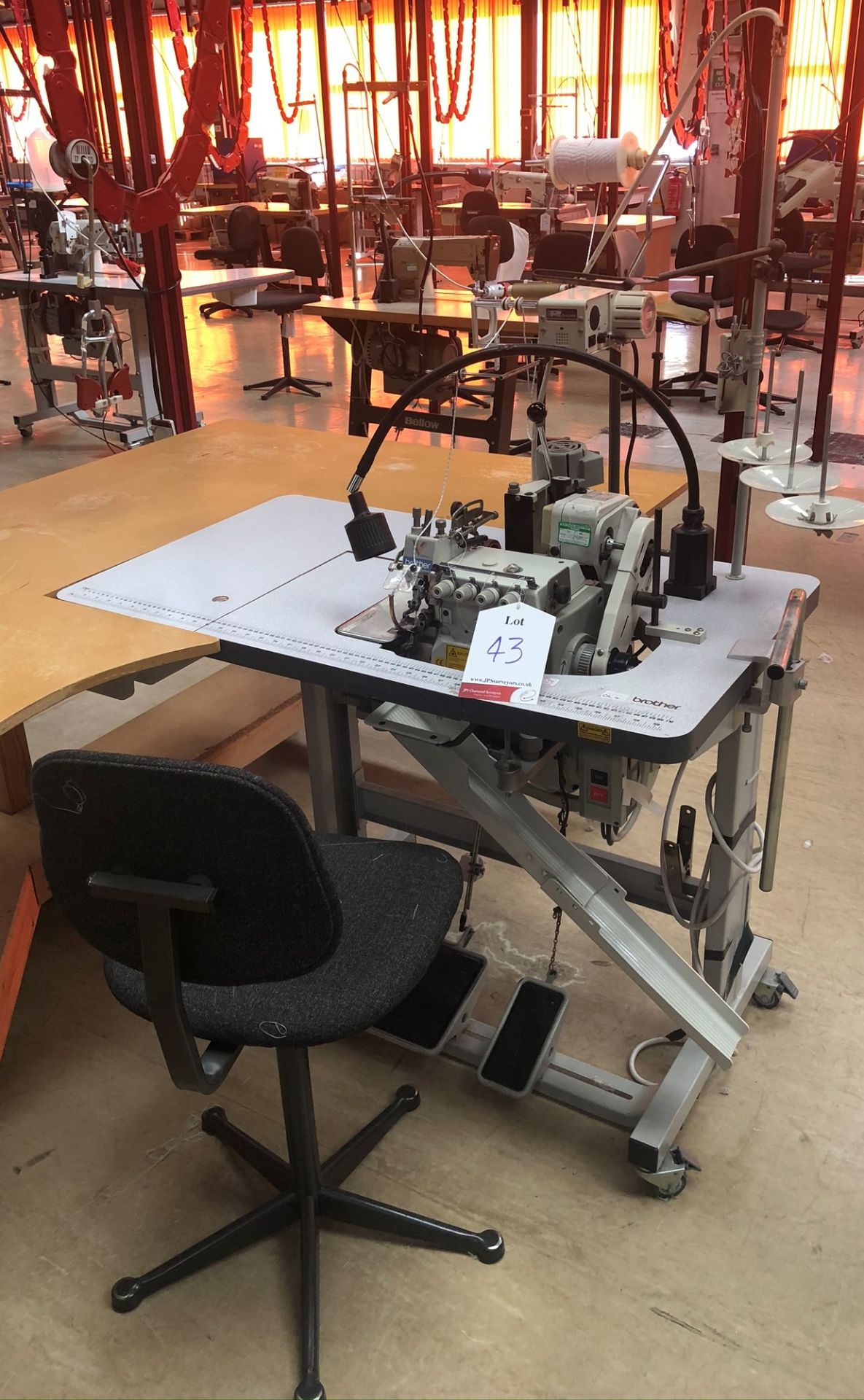 Brother MA4-V92 92-6-3 thread overlock sewing machine w/ Racing TFU16-3 upper tape feeder & PK pulle - Image 2 of 8