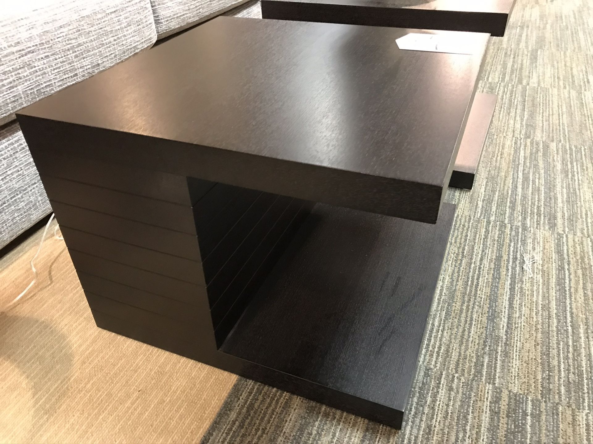 Ex Display Set of 2 Dark Brown Modern Lamp Tables w/ Undershelf - Image 3 of 3