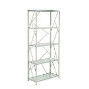 BNIB Phoenix Bookcase - Stainless Steel Frame/Glass Shelves