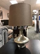 Ex Display Set of 2 Silver Finish Table Lamps w/ Fabric Shade