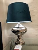 Ex Display Stainless Steel Urn Style Table Lamp w/ Teal Shade