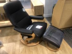 Ex Display Himolla Kennet 8000025256 Leather Chair & Stool - Black/Beech - RRP£1,127