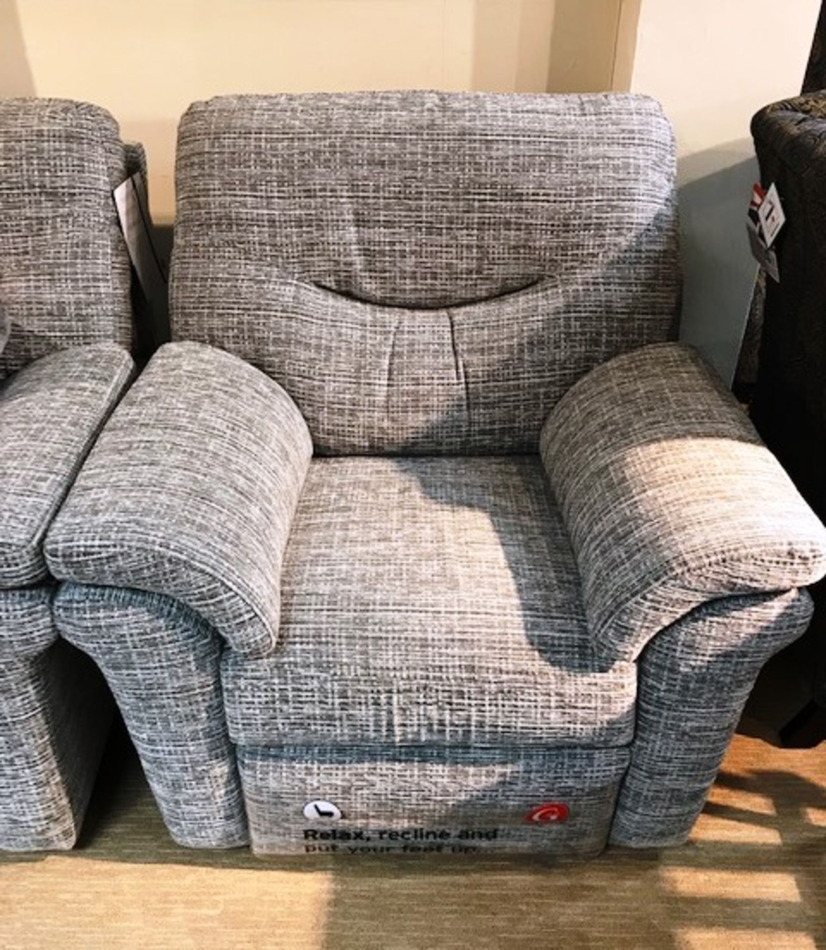 Ex Display GPlan Washington 3 Seater Sofa & Manual Recliner Chair - Waffle Smoke - RRP£3,024 - Image 2 of 5