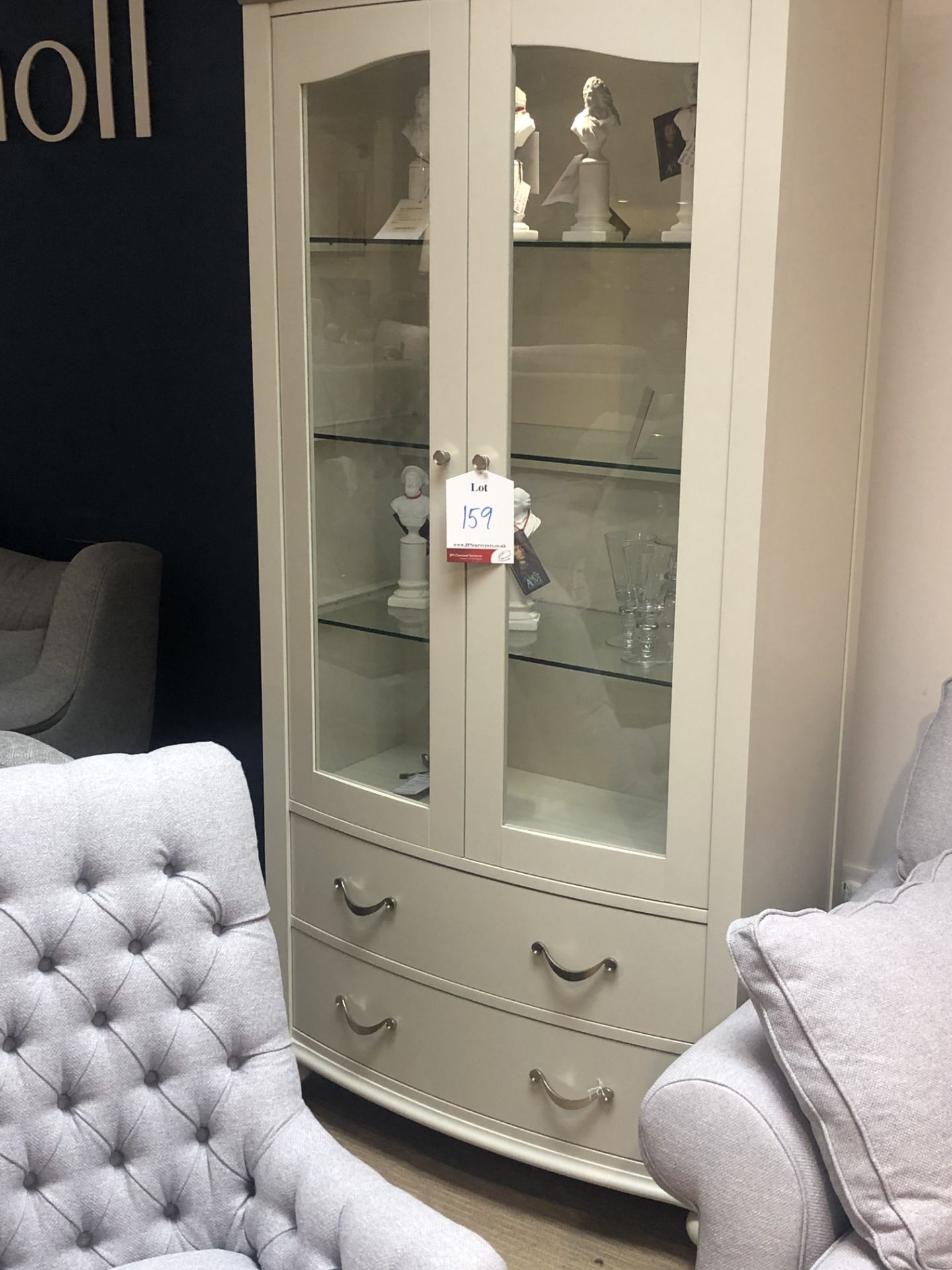 Ex Display Bentley Designs 6290-22 Montreux Display Cabinet - Grey Washed Oak/Soft Grey - RRP£1,499 - Image 2 of 4