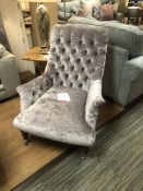 Ex Display Chaise Bedroom Chair - Silver Crushed Velvet