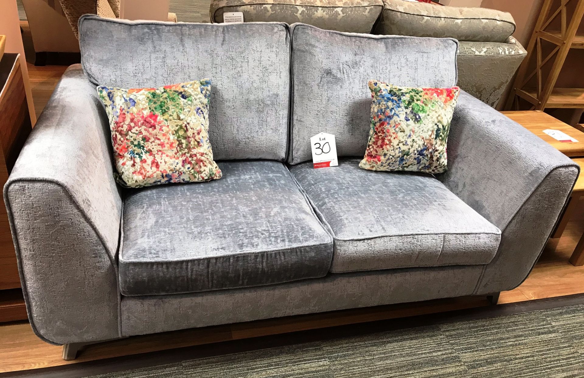 Ex Display Alstons Stockholm 2 Seater Sofa - Cloud Elegance w/ Abstract Floral Scatter Cushions - RR