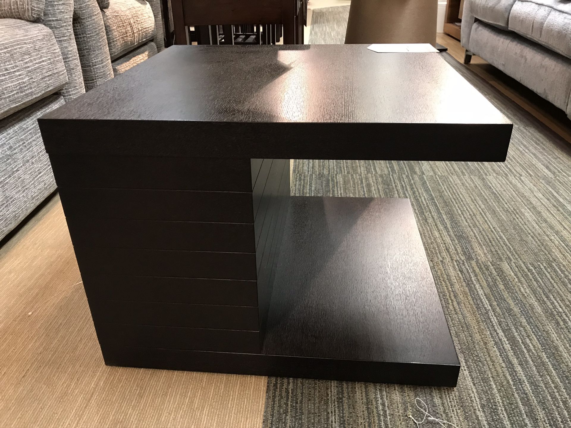 Ex Display Set of 2 Dark Brown Modern Lamp Tables w/ Undershelf - Image 2 of 3