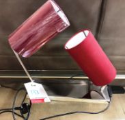 Ex Display Table Lamp - Twin Shade - Polished Chrome w/ Red Fabric Shade