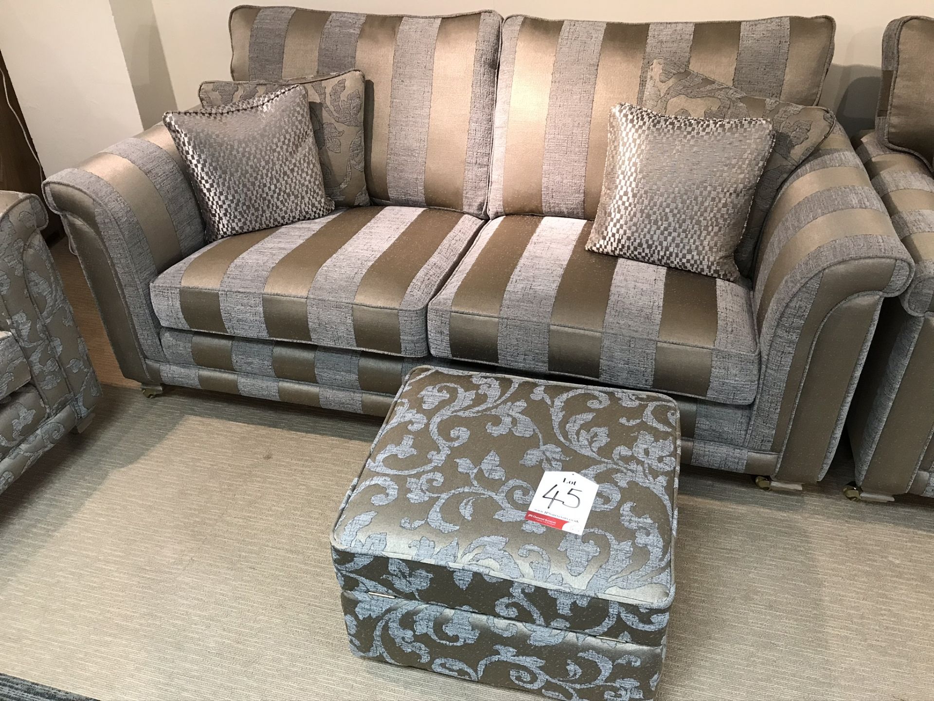 Ex Display Alstons Fleming Sofa, Armchair & Snuggler Chair - Gold Fabric - RRP£4,663 - Image 6 of 7