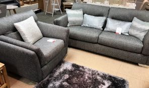 Ex Display Ashwood Designs Maison 3 Seater Sofa, Cuddler Chair & Armchair - Autura Charcoal - RRP£3,