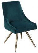 4 x BNIB Baker Bedford Boxer Amy Dining Chairs - Teal/Petrol Velvet - RRP£1,040