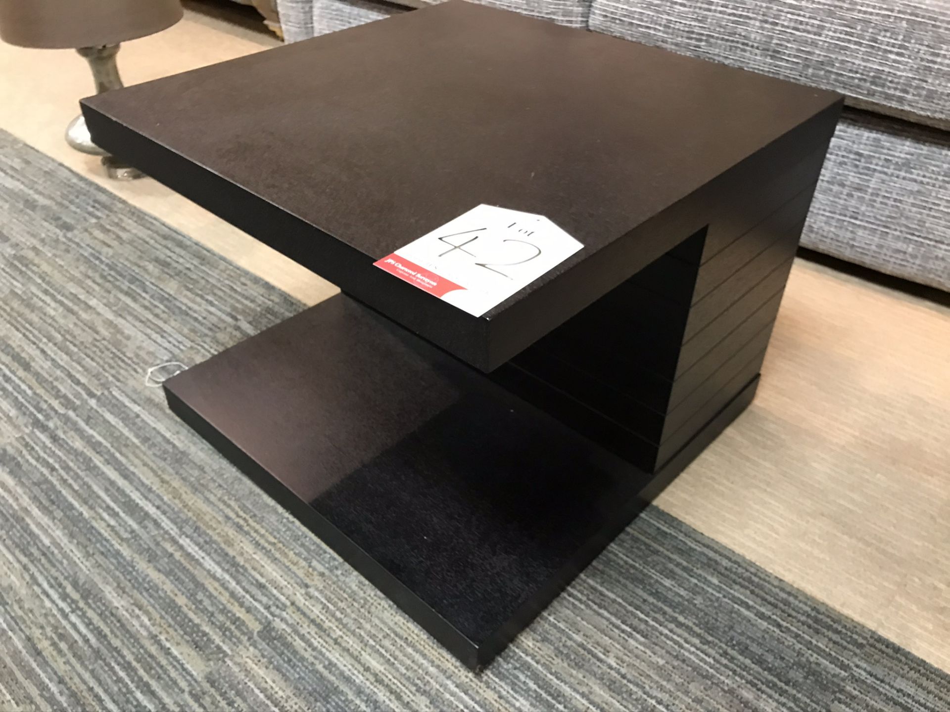 Ex Display Set of 2 Dark Brown Modern Lamp Tables w/ Undershelf