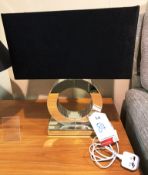 Ex Display Mirrored Table Lamp w/ Black Fabric Shade