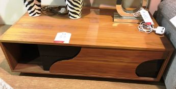 Ex Display Dark Oak/Black Glass Rectangular Coffee Table