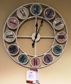 Ex Display Pastels Iron Wall Clock With Coloured Roman Numerals - RRP£80