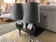 2 x Ex Display Urn Style Table Lamps - Grey/Chrome