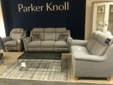 Ex Display Parker Knoll Manhattan 3 Piece Suite - Fusion Grey w/ Teak Feet - RRP£6,294