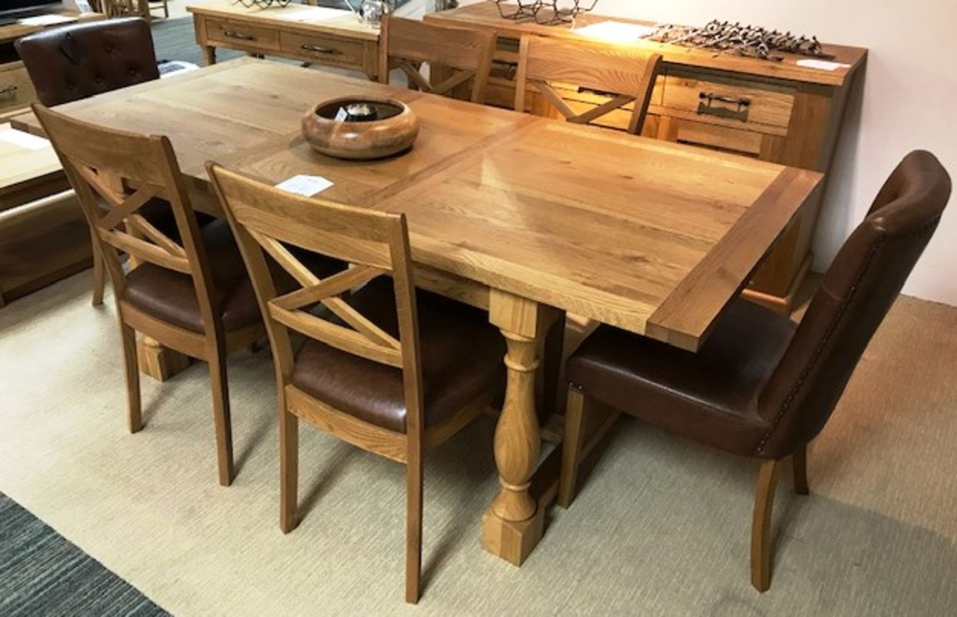 Ex Display Bentley Designs Westbury Extension Dining Table & Chairs - Rustic Oak - RRP£2,529