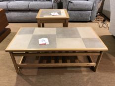 Ex Display AnBerCraft Coffee Table & Lamp Table - Grey / Oyster Mix Tile Top Inlay