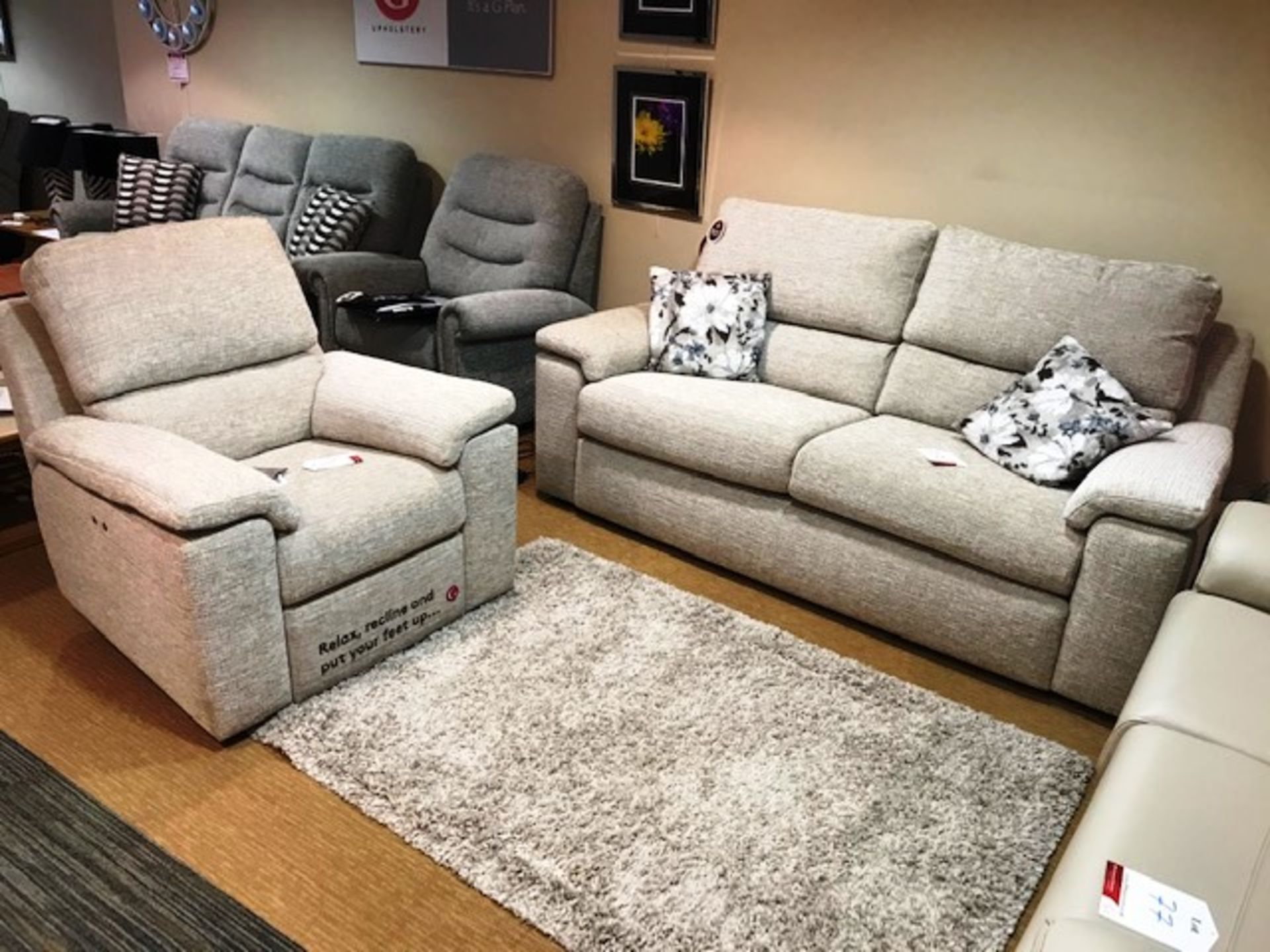 Ex Display G Plan Taylor 3 Seater Static Sofa & Electric Reclining Chair - Farrow Haze - RRP£3,039