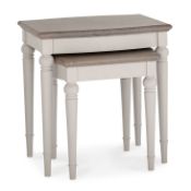 BNIB Bentley Designs Montreux Dining Nest of Lamp Tables - Grey Washed Oak & Soft Grey - RRP£375