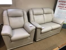 Ex Display G Plan Milton Leather 2 Seater Sofa & Chair - Oxford Putty - RRP£3,104